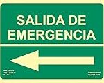 Guía de seguridad en el trabajo: salida de emergencia con flecha hacia la izquierda